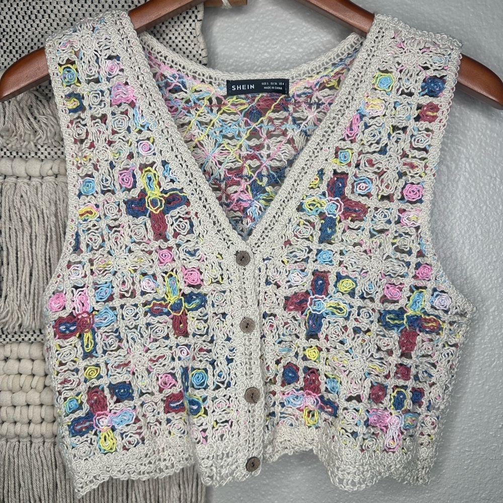 Colorful Crochet Knit Top